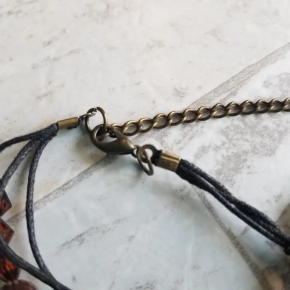 Cookie Lee glass bead necklace brown orange gold NWT - Picture 6 of 11